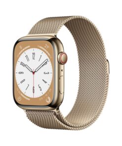Αpple Watch Series 8 Cellular Stainless Steel 41mm Αδιάβροχο με eSIM και Παλμογράφο (Gold with Gold Milanese Loop)